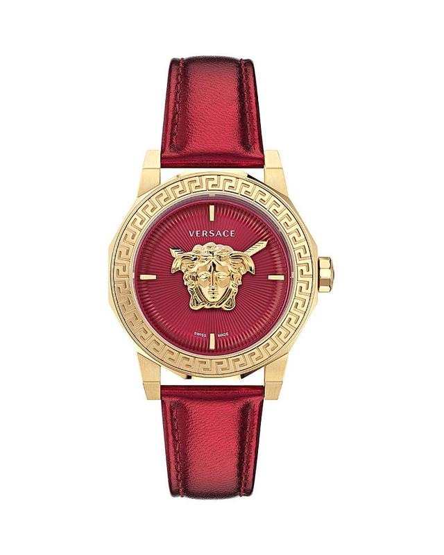 Versace Womens Swiss Medusa Deco Red Leather Strap Watch 38mm Product Image