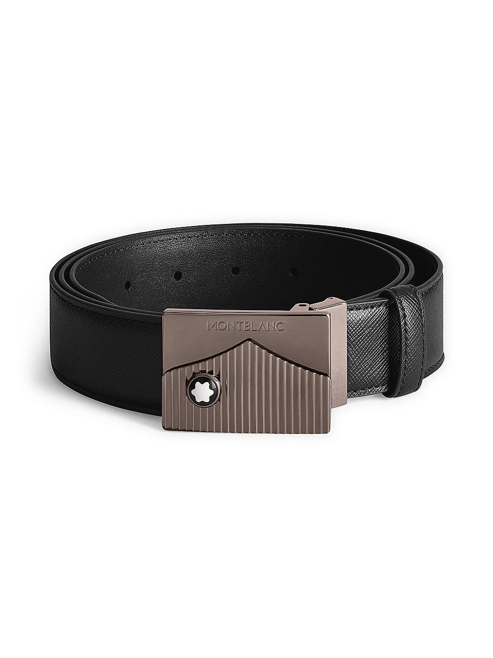 Men's Plate-Buckle Saffiano Leather Belt Product Image