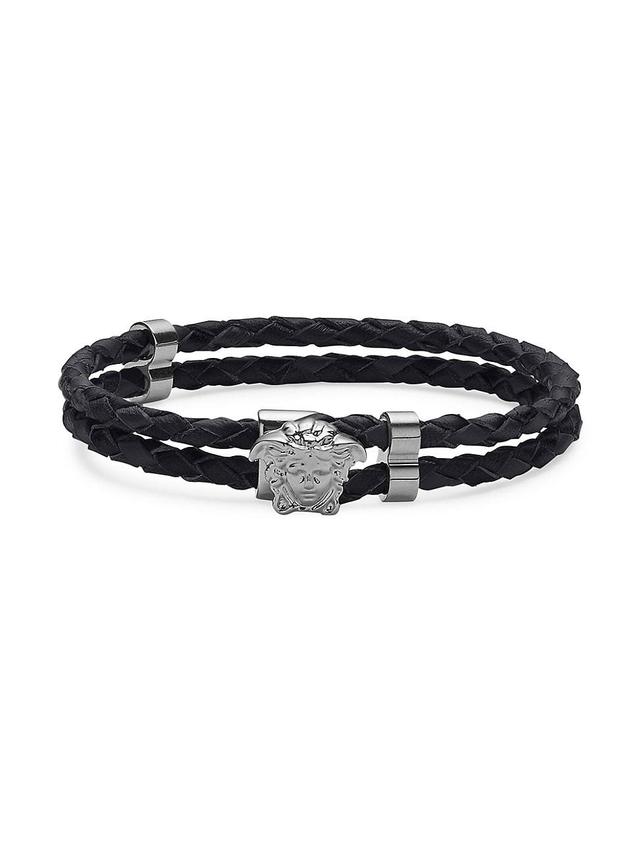 Mens Medusa Braided Leather Bracelet Product Image