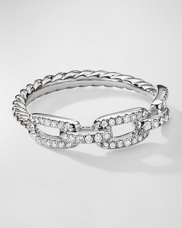 Womens Stax Chain Link Ring in 18K White Gold with Pav Diamonds Product Image