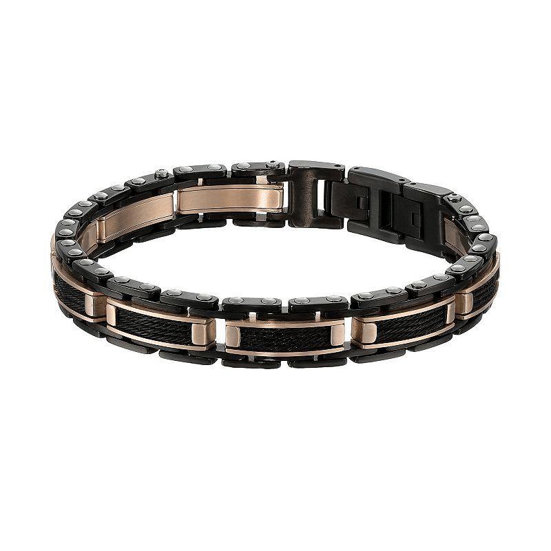 LYNX Mens Two Tone Stainless Steel Cable Link Bracelet Product Image