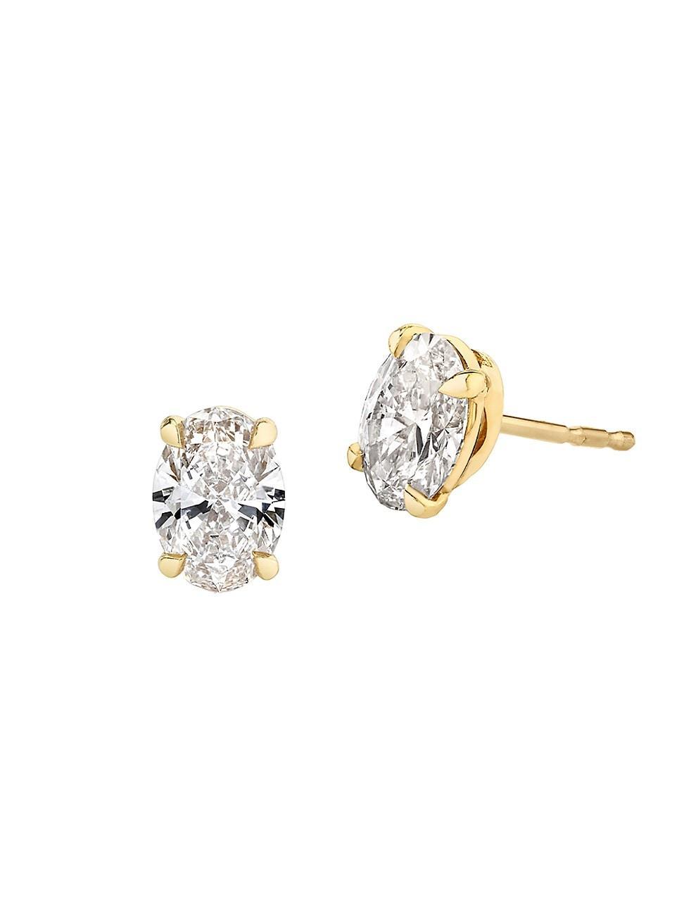 Womens Solitaire Classics 14K Gold & 1.00 TCW Lab-Grown Diamond Oval Solitaire Studs Product Image