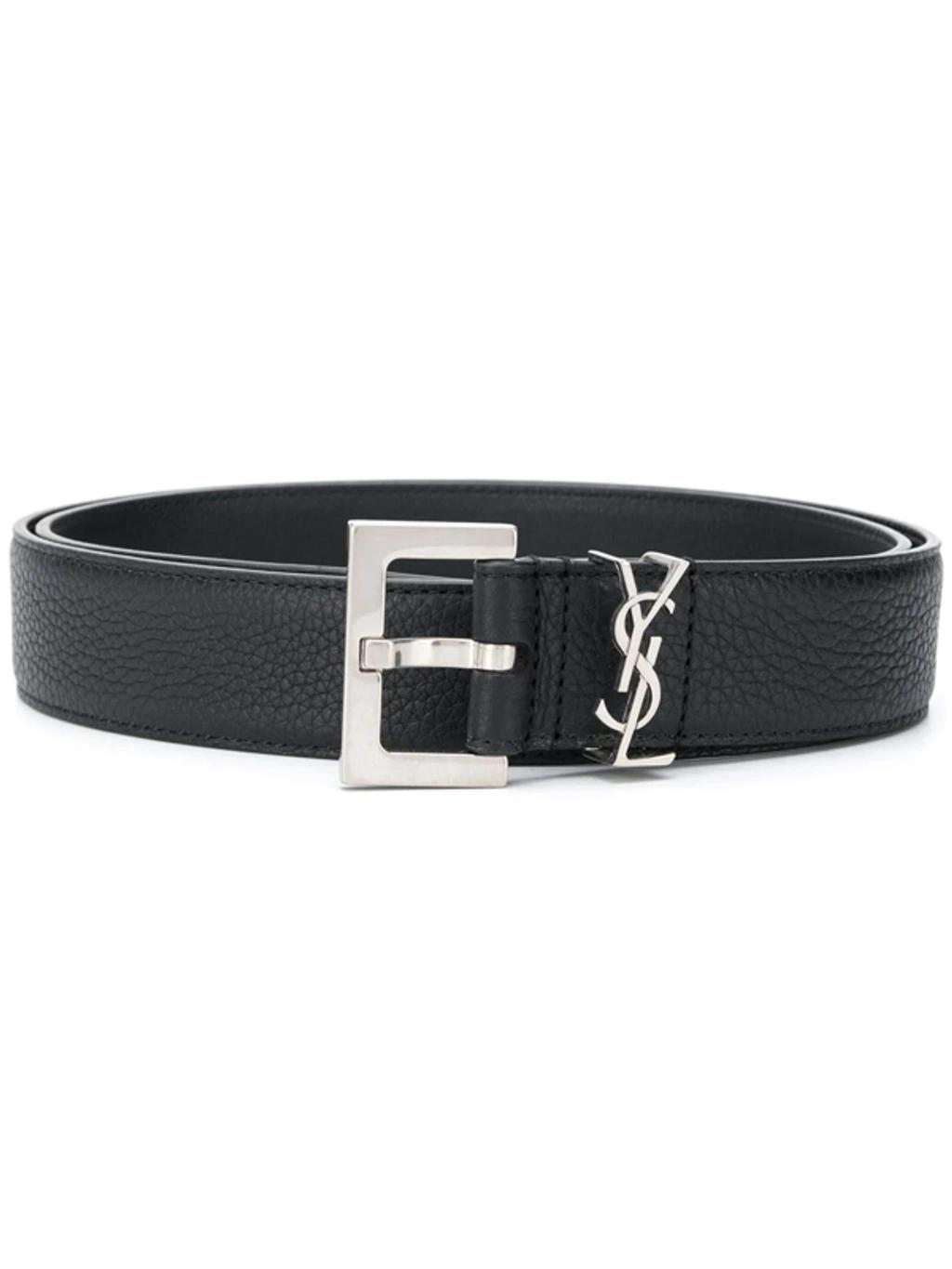 Men's Logo Plaque Belt In Black Product Image