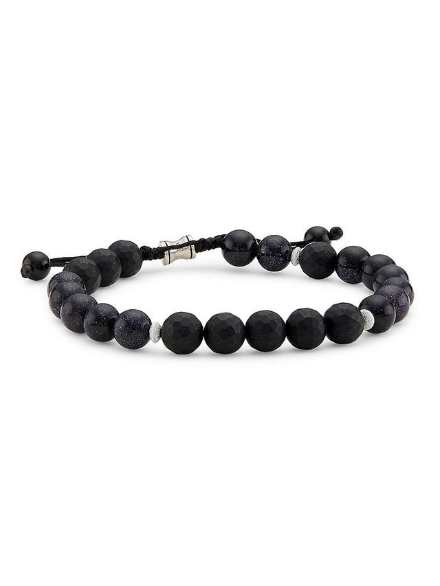 Mens Park Avenue Black Onyx, Blue Goldstone, & Sterling Silver Adjustable Bracelet Product Image