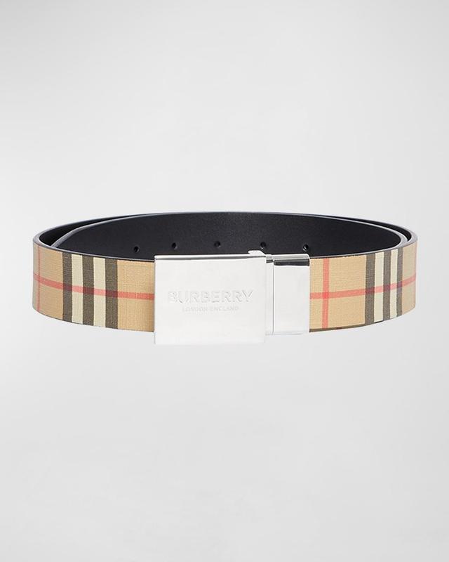 Mens Signature Check Belt w/ Plaque Product Image