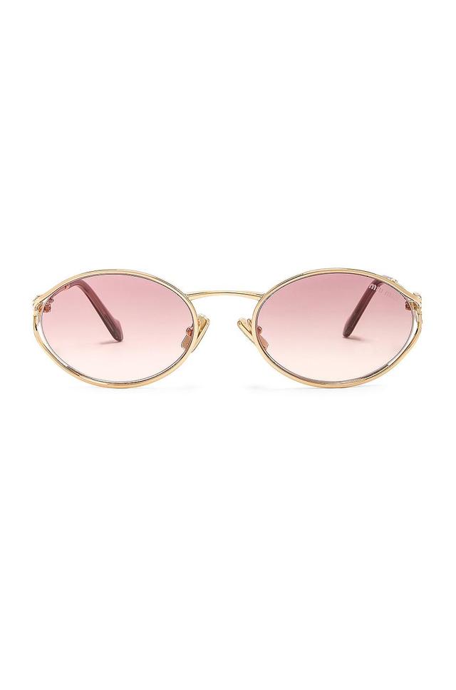 Miu Miu Oval Sunglasses in Gold Product Image