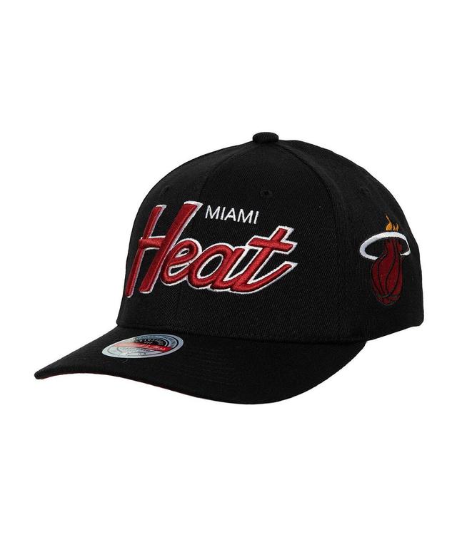 Mens Mitchell & Ness Black Miami Heat Mvp Team Script 2.0 Stretch-Snapback Hat Product Image