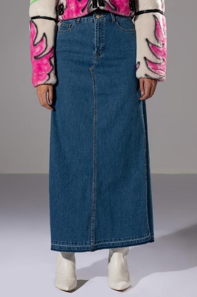 NATALIE DOUBLE SIDE SLIT DENIM SKIRT Product Image