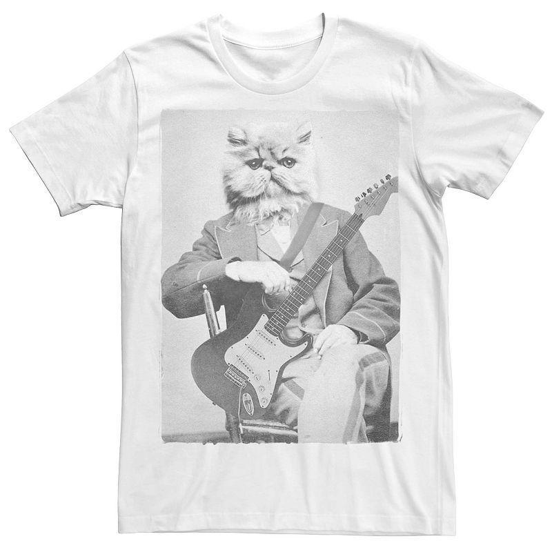 Mens Cat Vintage Guitar Photo Graphic Tee Product Image