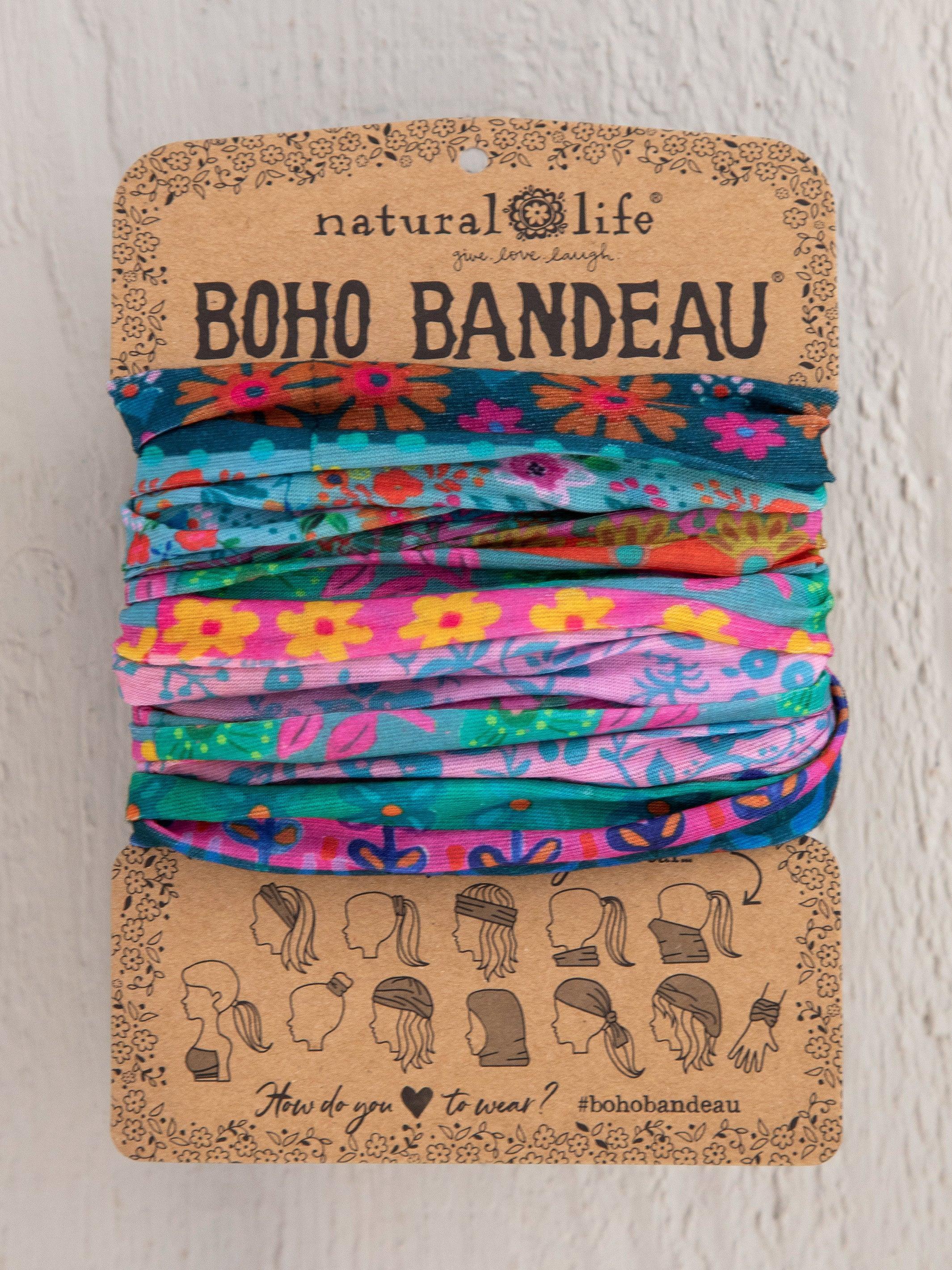 Full Boho Bandeau® Headband - Blue Pink Borders Product Image