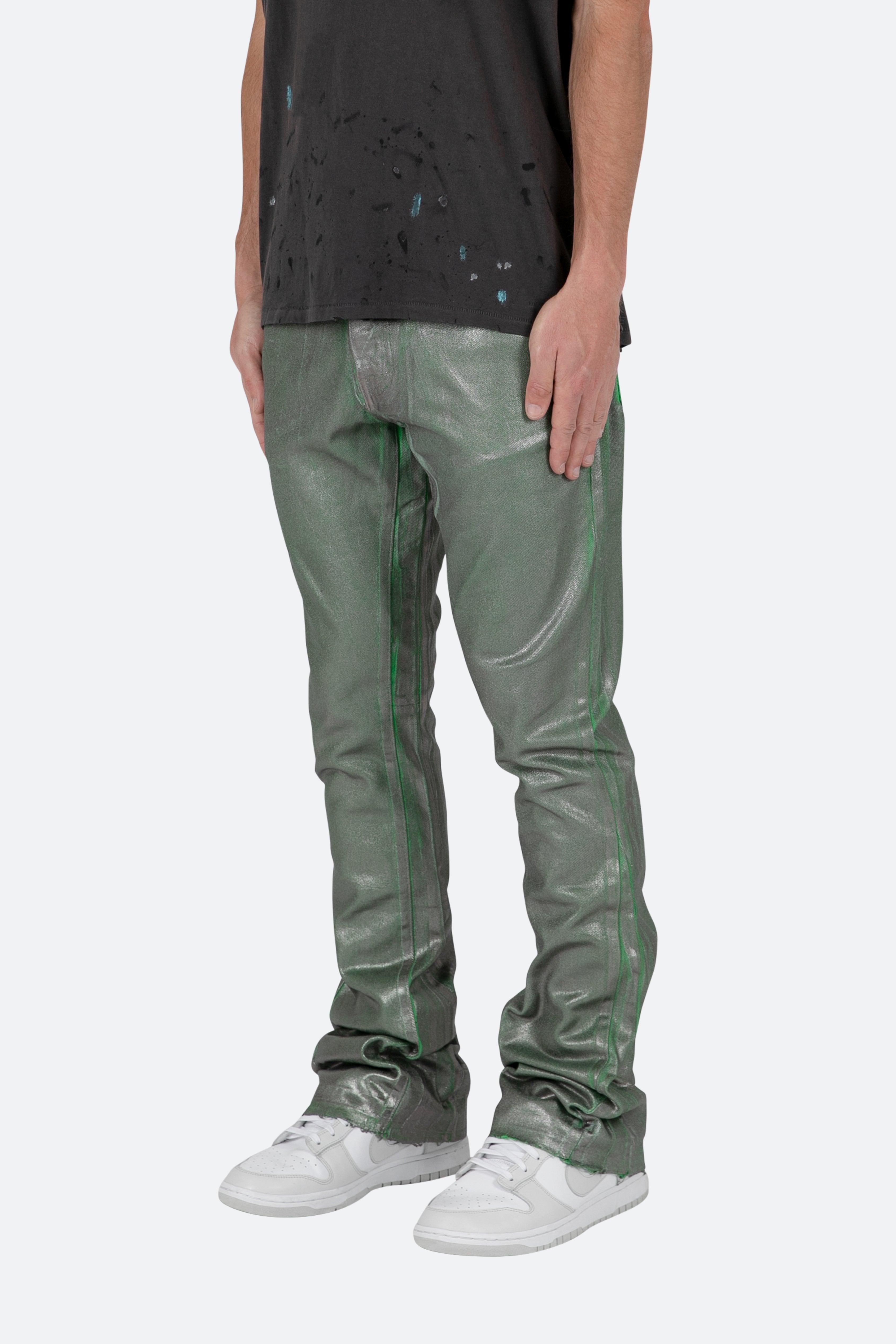 B427 Metallic Flare Denim - Green Male Product Image