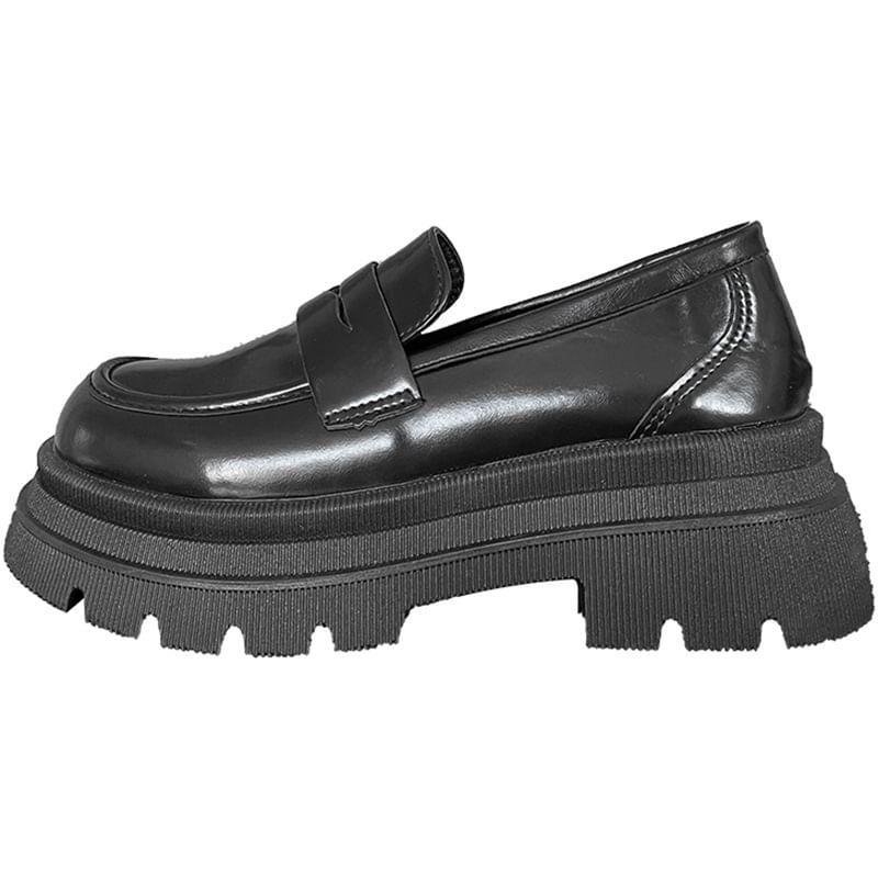 Faux Leather Platform Loafers Product Image