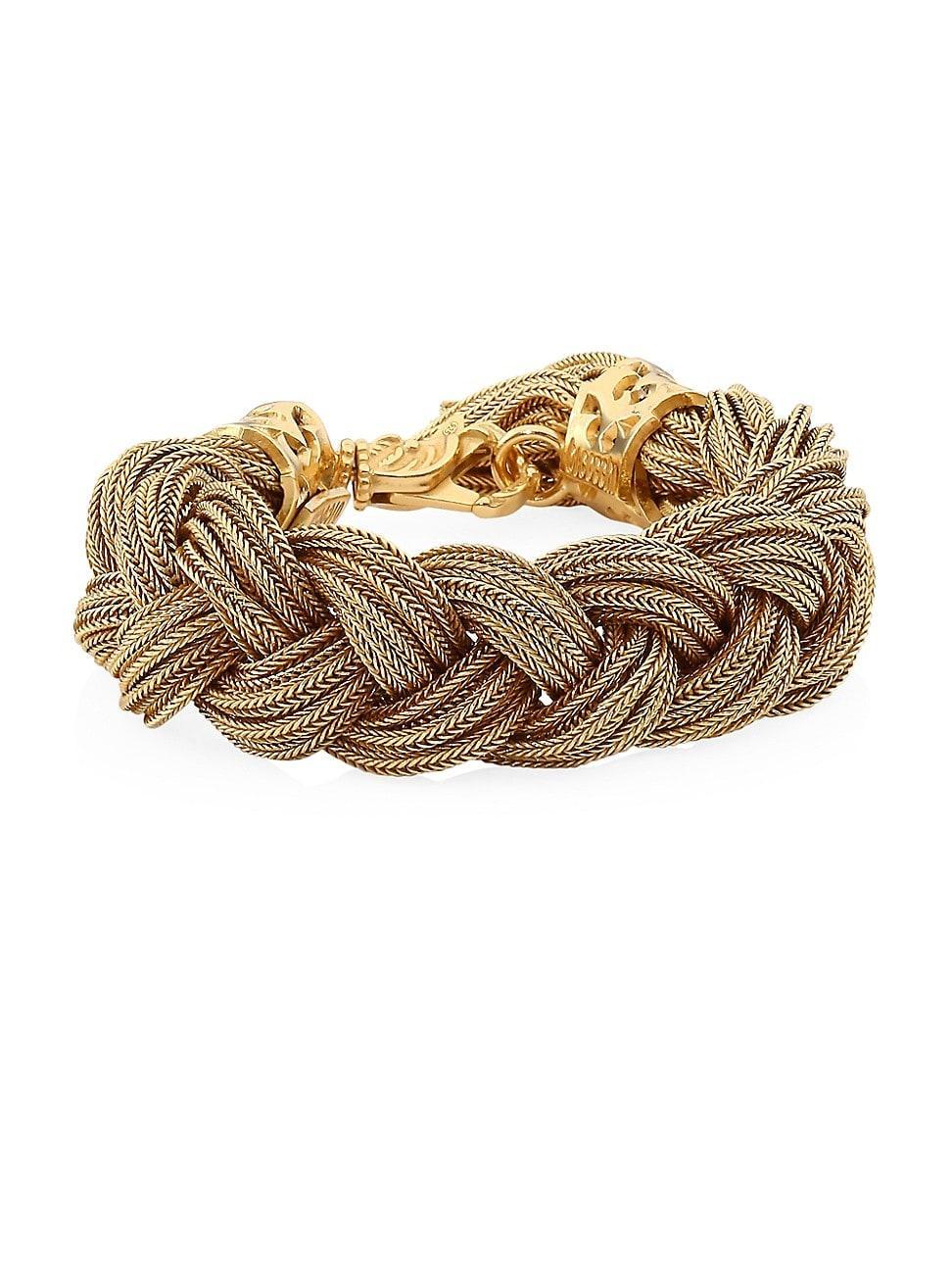 Mens Wide 24K Goldplated Sterling Silver Braided Bracelet Product Image