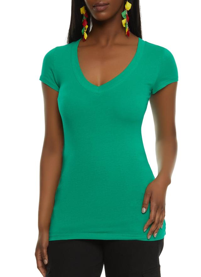 Womens V Neck Short Sleeve T Shirt Product Image