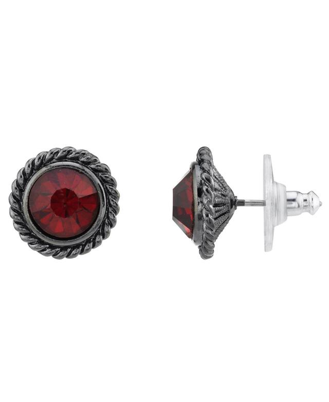 1928 Black Tone Red Simulated Crystal Stud Earrings, Womens Product Image