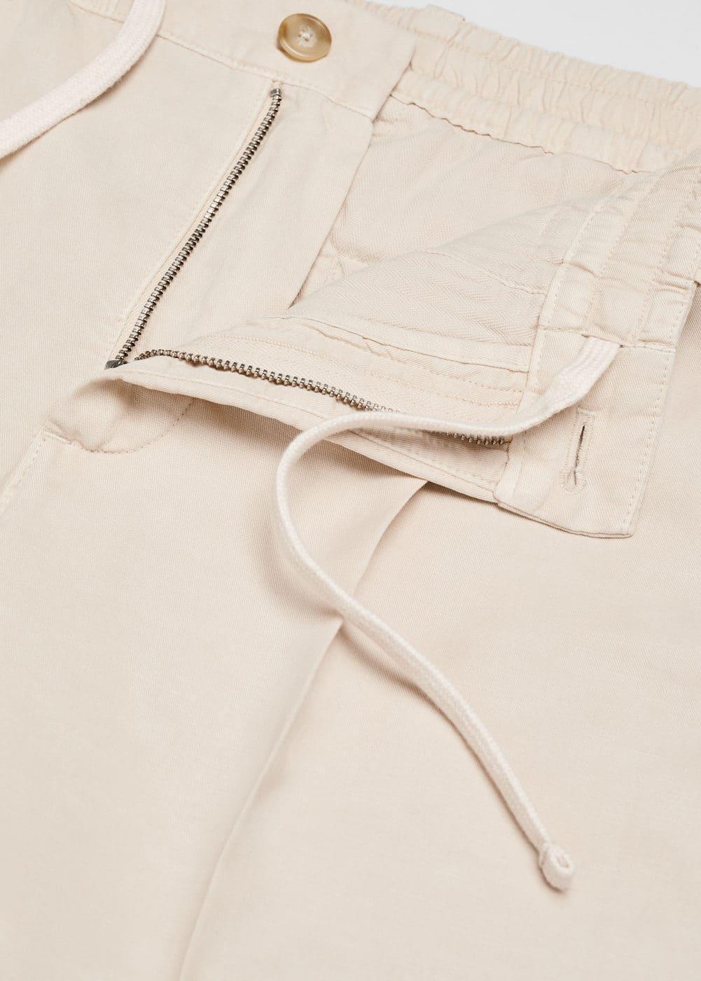 Mango Mens Linen-Blend Slim-Fit Drawstring Pants Product Image