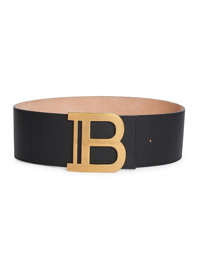 Womens B-Buckle Wide Leather Belt Product Image