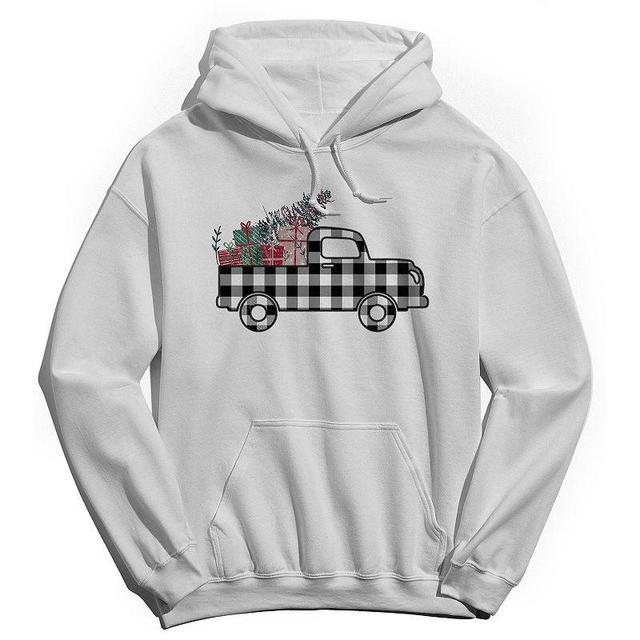 Mens Plaid Christmas Truck Hoodie, Womens Product Image