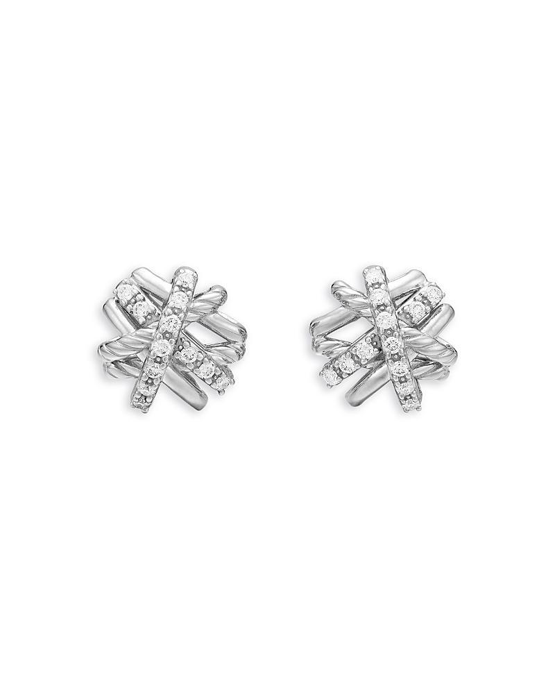 Womens Crossover Earrings with Diamonds/11mm Product Image