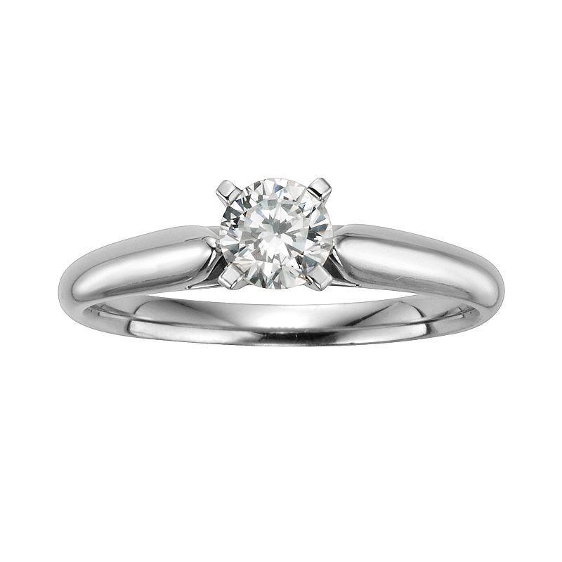 The Regal Collection Round-Cut IGL Certified Diamond Solitaire Engagement Ring in 14k White Gold (1/2 ct. T.W.), Womens Product Image