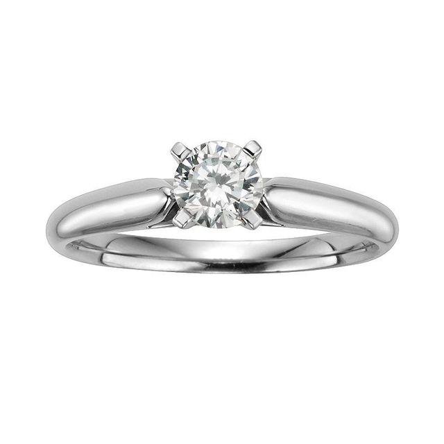 The Regal Collection Round-Cut IGL Certified Diamond Solitaire Engagement Ring in 14k White Gold (1/2 ct. T.W.), Womens Product Image