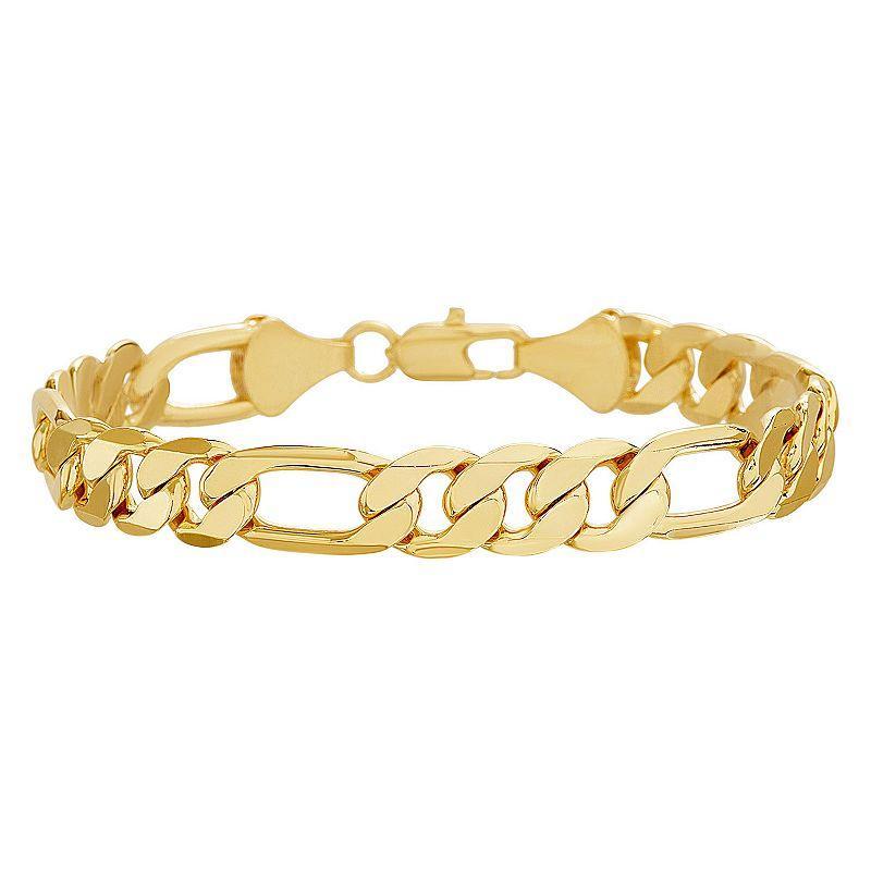 Mens 14k Gold Plated Figaro Chain Bracelet Yellow Product Image