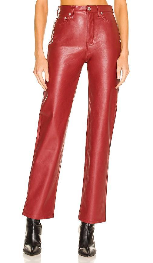 PISTOLA Cassie Super High Rise Straight Pant in Red. Product Image