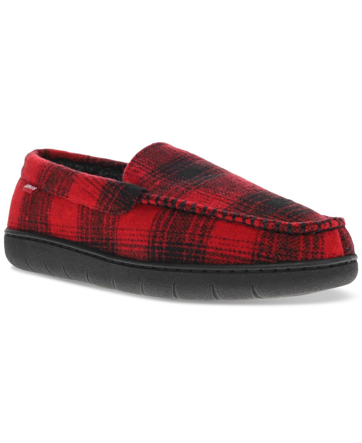 Levis Mens Fields Buffalo Plaid Slippers - Black Product Image