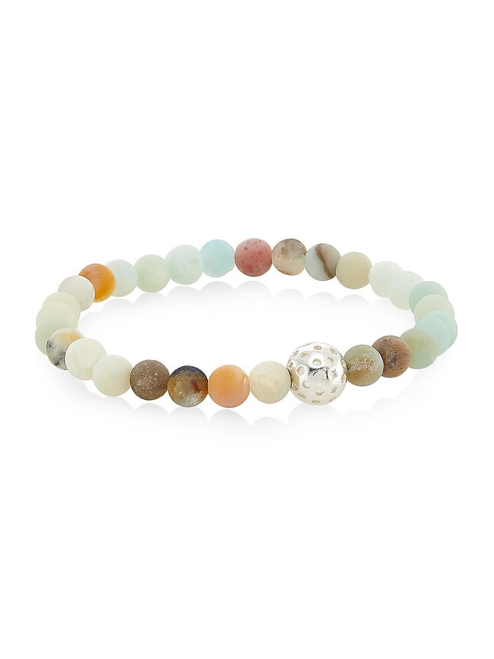 Womens Organic Gems Ken Amazonite & Sterling Silver Beaded Stretch Bracelet Product Image