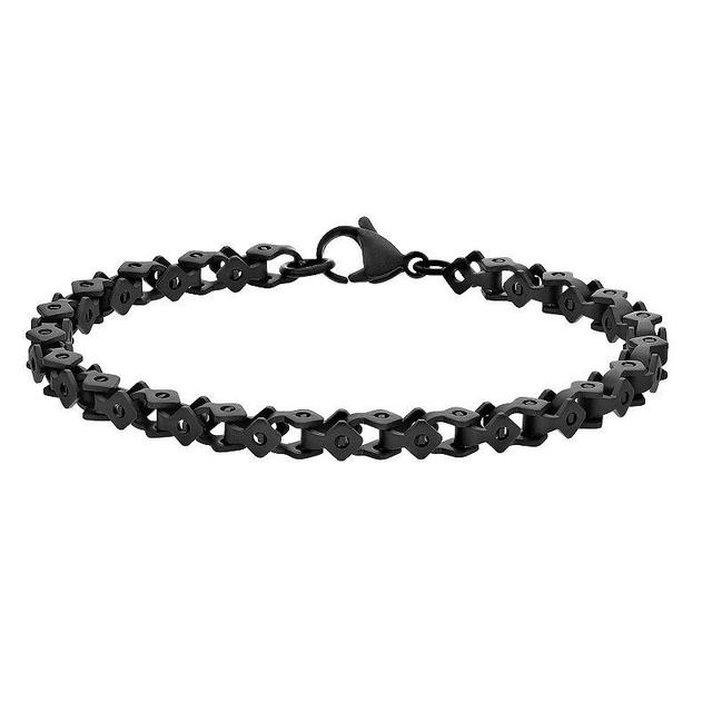 LYNX Stainless Steel Square Link Chain Black Ion-Plated Mens Bracelet Product Image