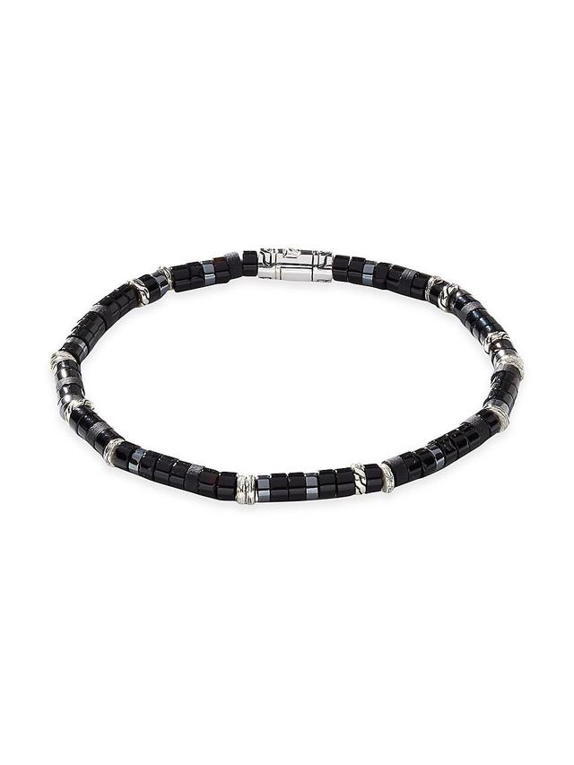 Womens Chain Classic Sterling Silver, Black Onyx & Hematite Bead Bracelet Product Image