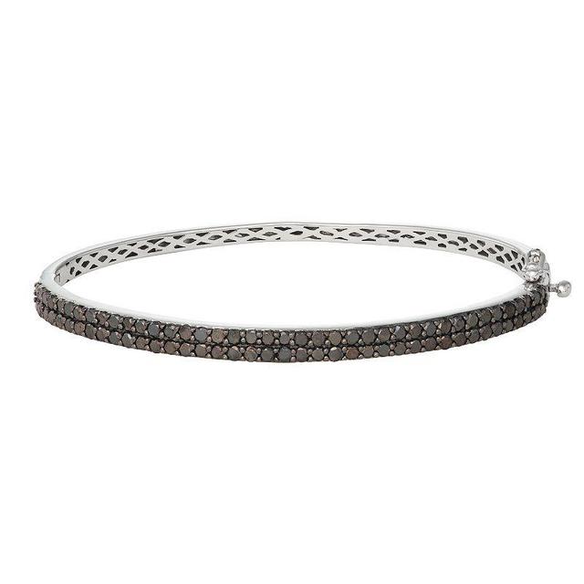 Jewelexcess 2 Carat T.W. Black Diamond Sterling Silver Bangle Bracelet, Womens White Product Image