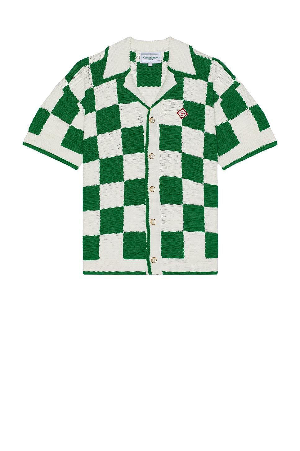 Casablanca Scuba Crochet Shirt in White & Green - Green. Size M (also in ). Product Image