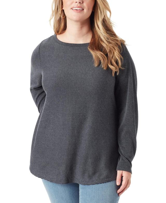 Jessica Simpson Plus Size Celia Mixed-Rib Long-Sleeve Top Product Image