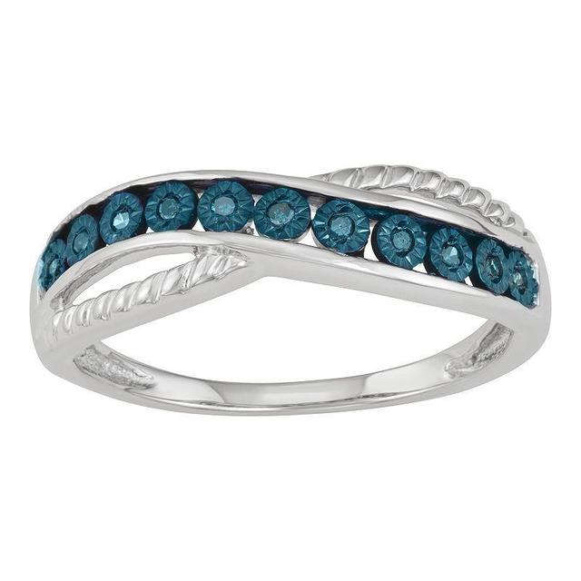 Sterling Silver & Blue Diamond Accent Twist Ring, Womens Product Image