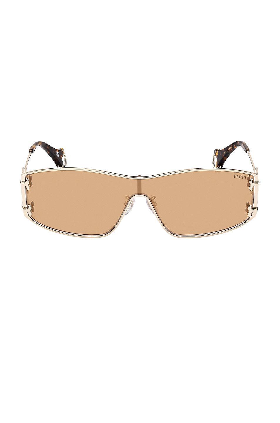 Emilio Pucci Shield Sunglasses in Metallic Gold Product Image