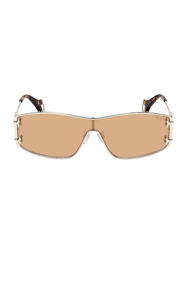 Emilio Pucci Shield Sunglasses in Metallic Gold Product Image