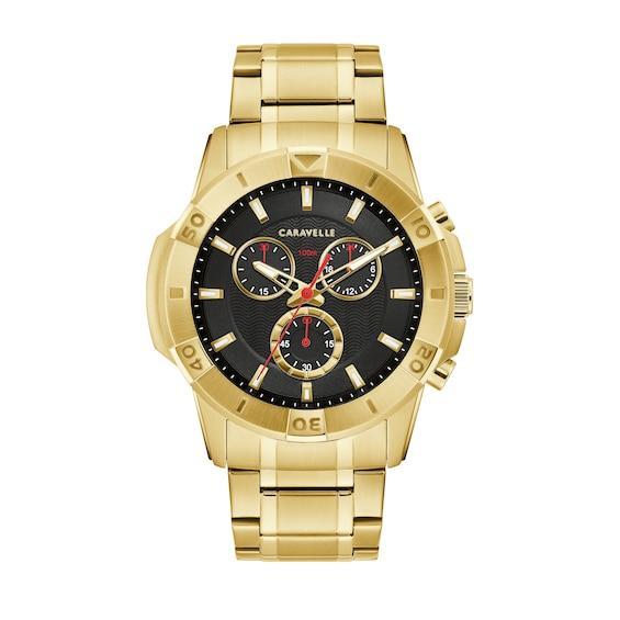 Caravelle designed by Bulova Mens Chronograph Gold Tone Stainless Steel Bracelet Watch 44mm Product Image