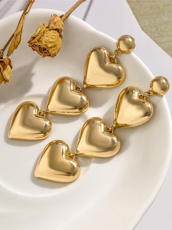 Heart Shape Solid Color Drop Earrings Earrings Accessories Product Image