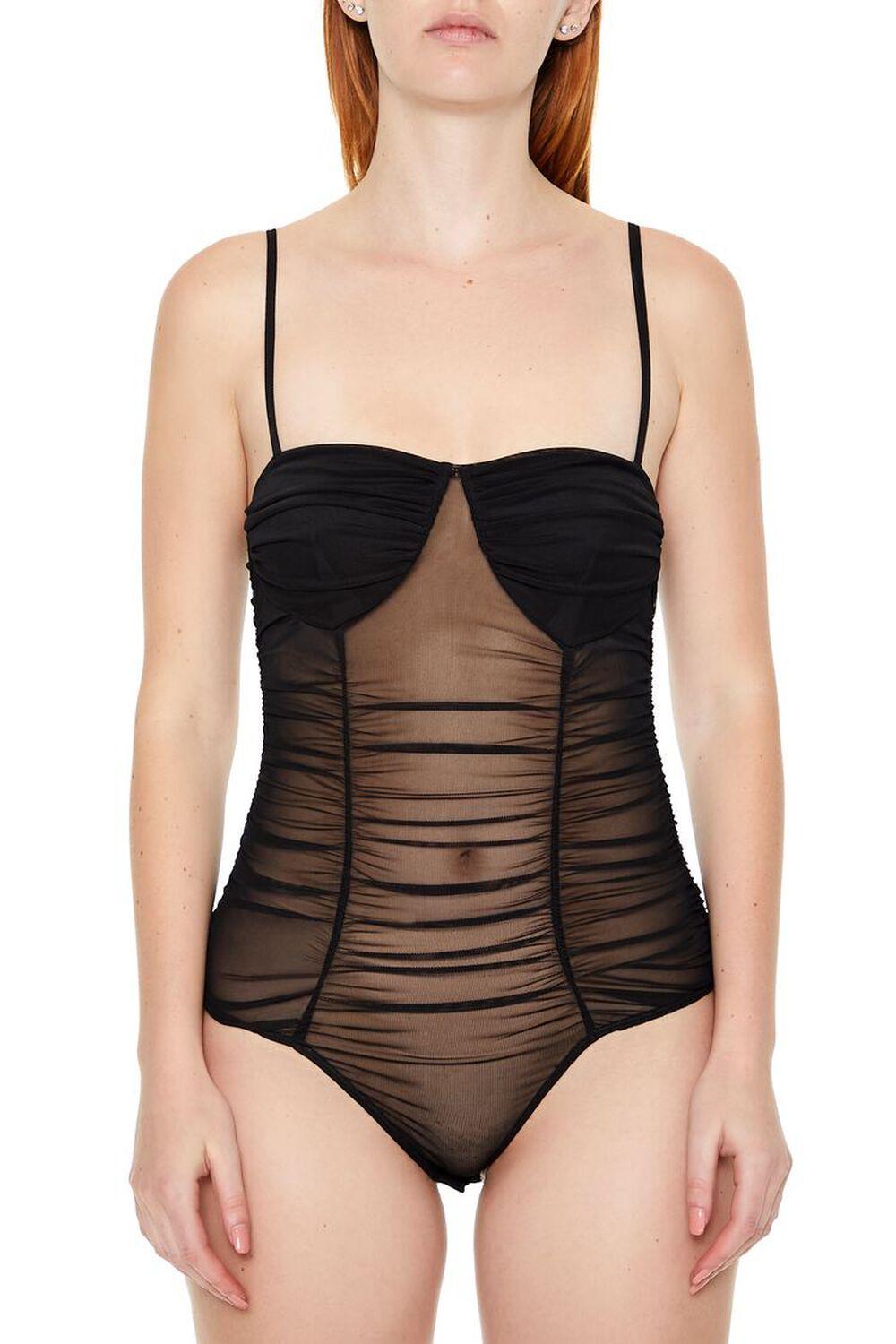 Ruched Mesh Cami Bodysuit | Forever 21 Product Image