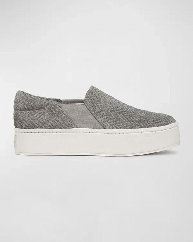 Warren Herringbone Platform Sneakers In Fog Grey Herringbone Suede Product Image