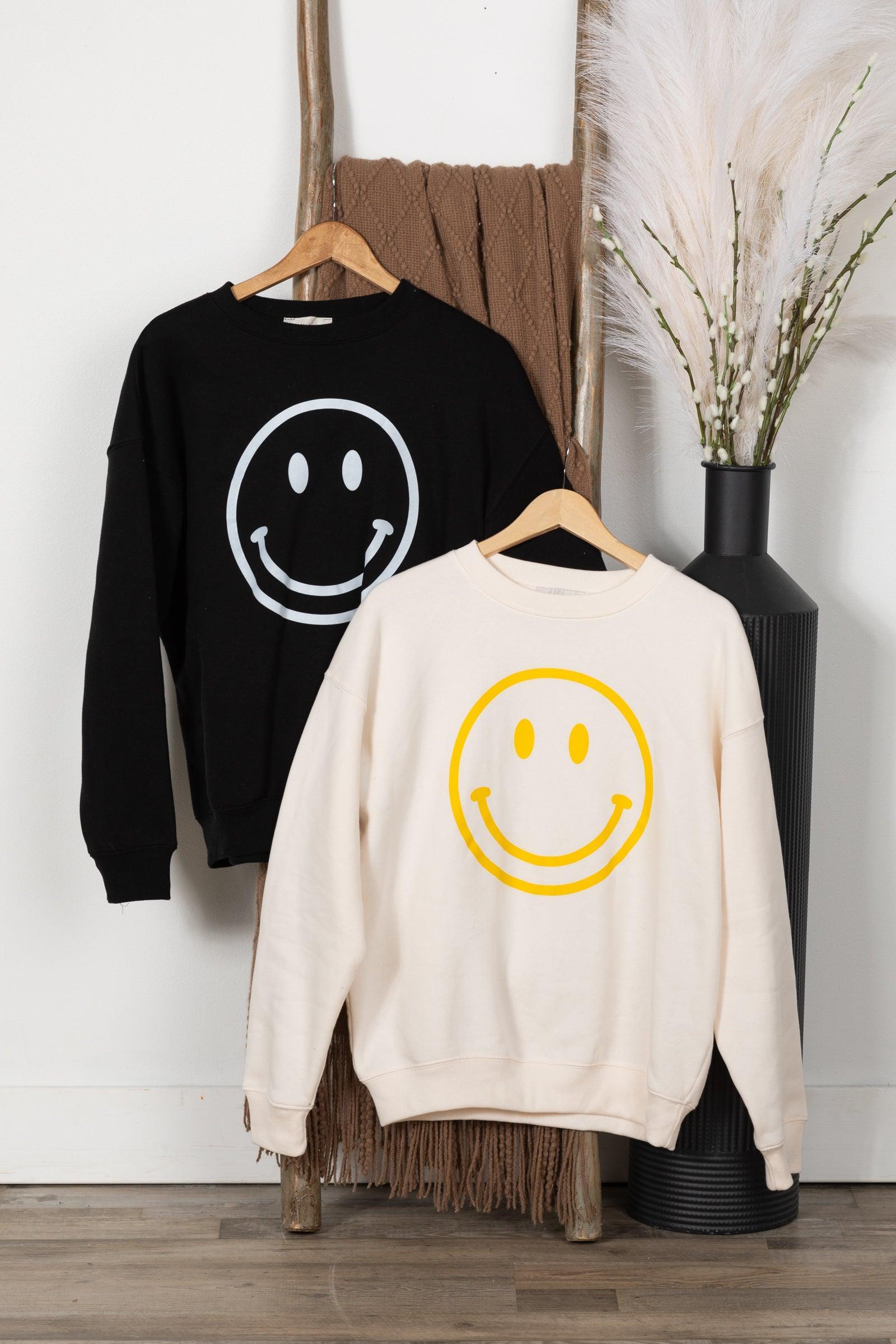 Smile Printed Fleece Crewneck Product Image