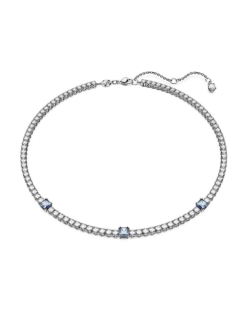 Womens Matrix Rhodium-Plated & Crystal Tennis Necklace Product Image