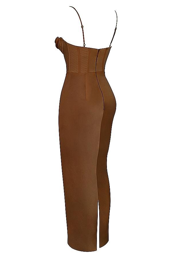 Charmaine Chocolate Corset Maxi Dress Product Image