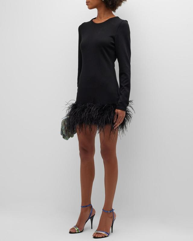 Womens Bahira Feather-Trim Minidress Product Image