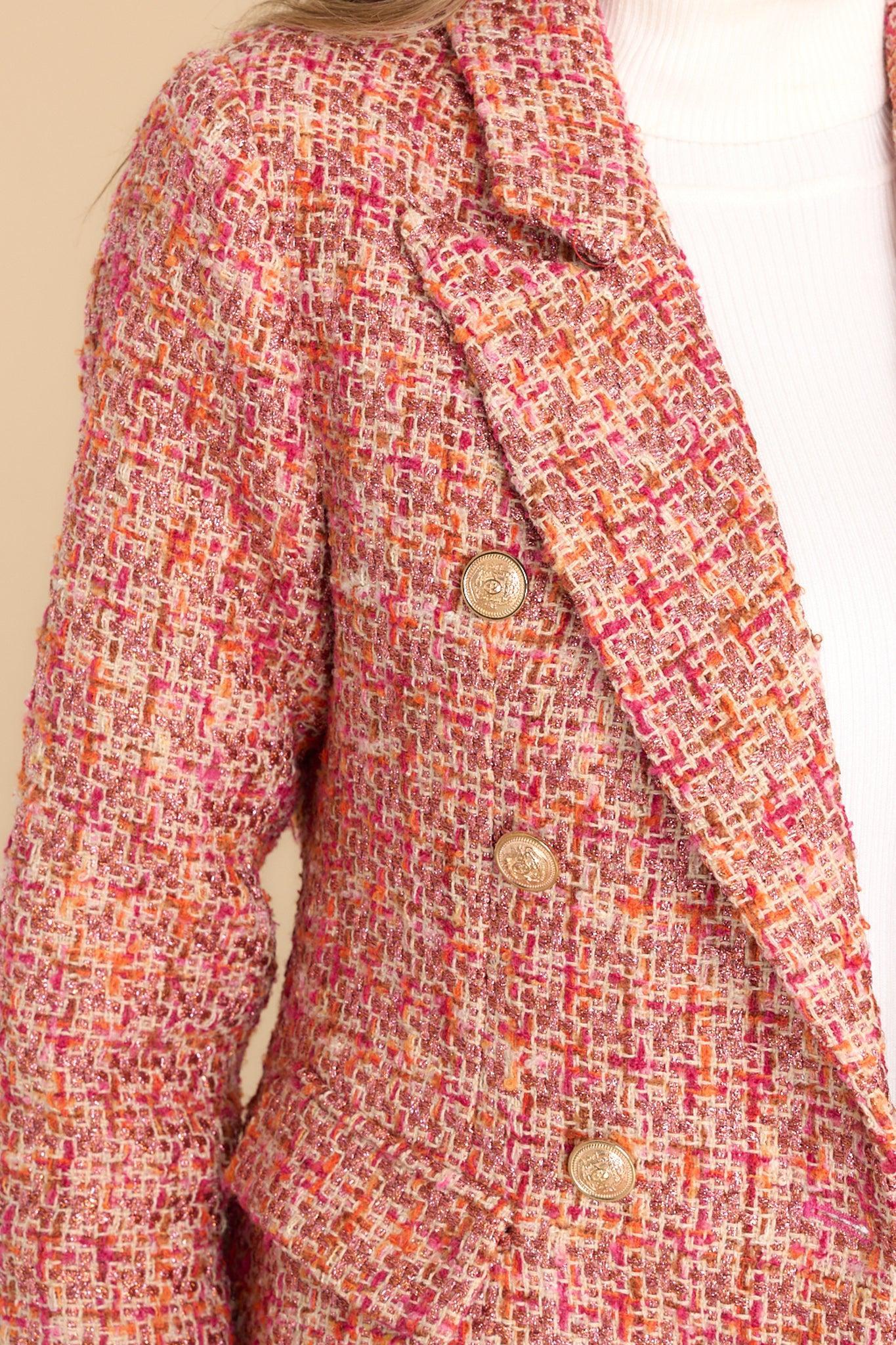 You Know Me Magenta Tweed Coat Product Image