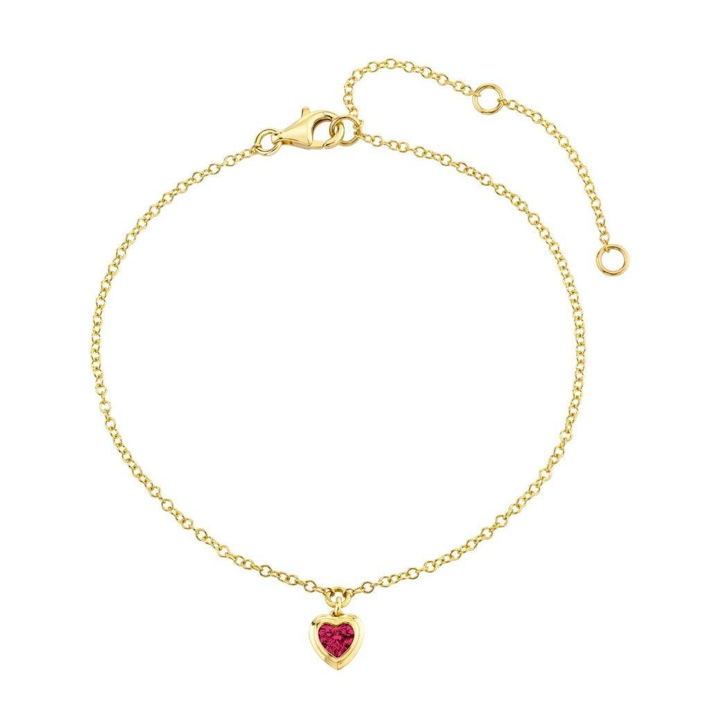 READY TO SHIP MINI ME RUBY BEZEL HEART DROP ANKLET Product Image