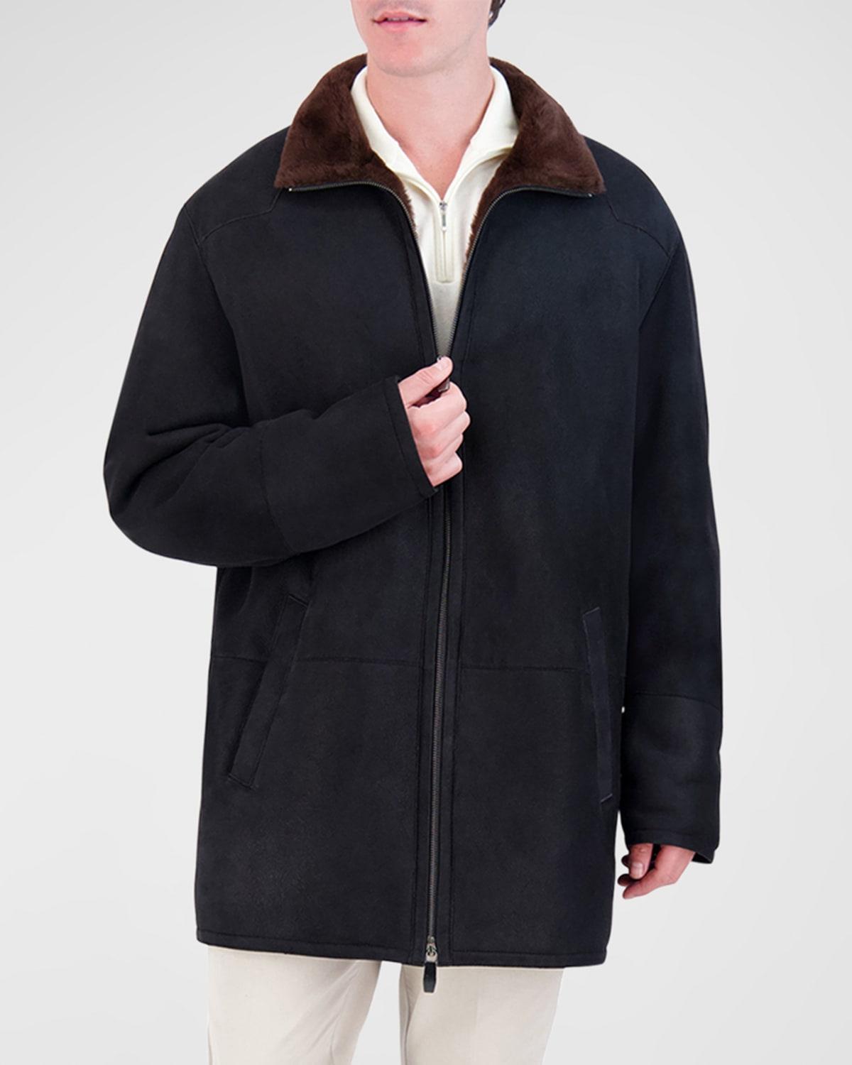 Mens Shearling Lamb Stroller Coat Product Image