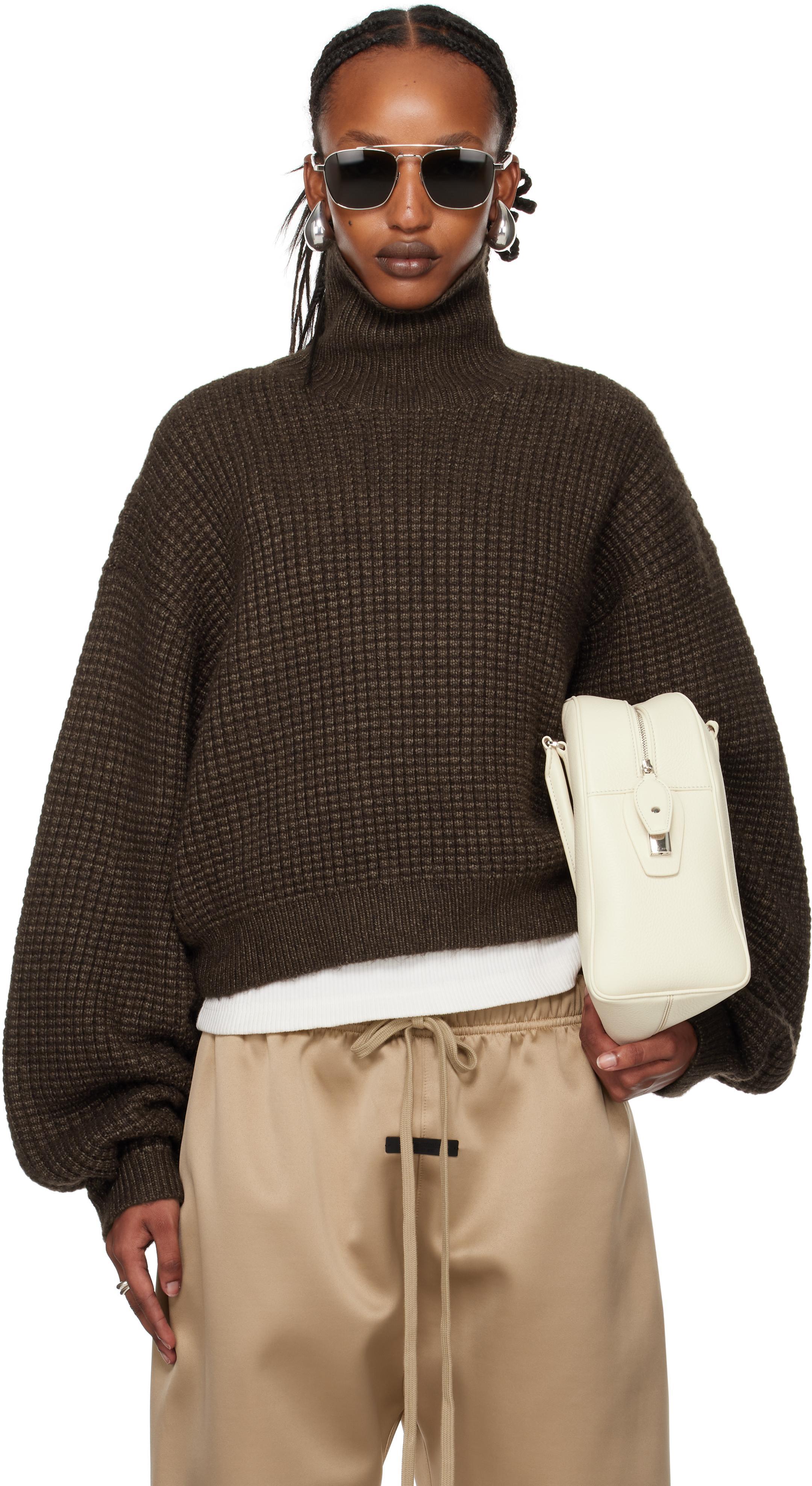 Brown Heavy Waffle Turtleneck product image