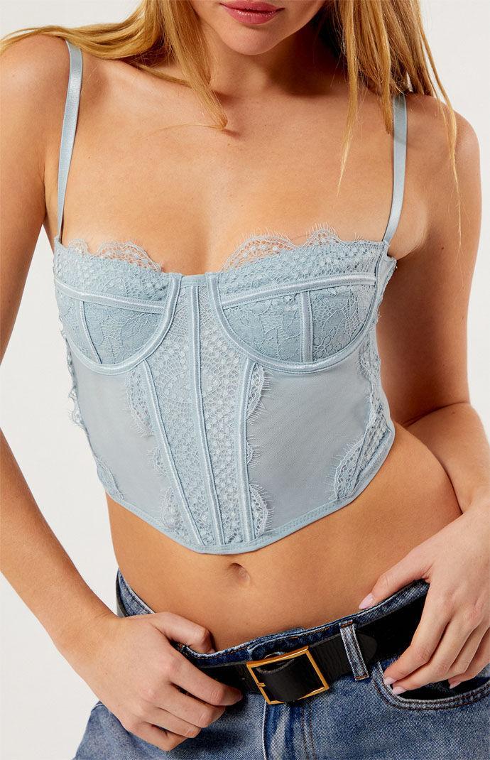 Women's Lace Trim Mesh Corset Top Product Image